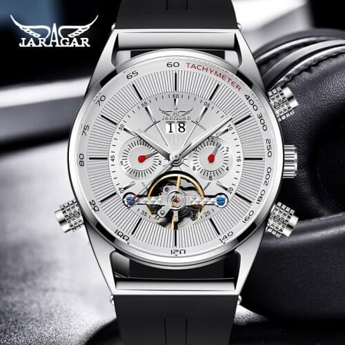 Jaragar Top Brand Watches Automatic Mechanical Watch Silicone strap Sport Watch Tourbillon Calendar Male Clock Relogio Masculino