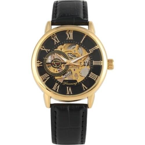 Mens Watch Hollow Out Hand-winding Mechanical Watch Stainless Steel Skeleton Elegant Leather Strap Mechanical Wristwatch