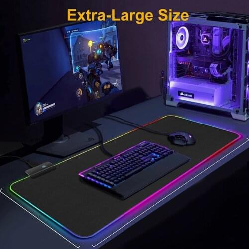 RGB Backlight Keyboard Cover LED Light Desk Mat Big Computer Mousepad Keyboard Mause Gaming Mouse Pad No-slip Mause Carpet