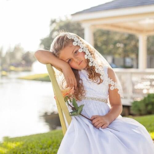 2019 New White Ivory Kids Girls First communion Veils Tulle bowknot with comb Wedding Flower Girl veil Voile Mariage Fille