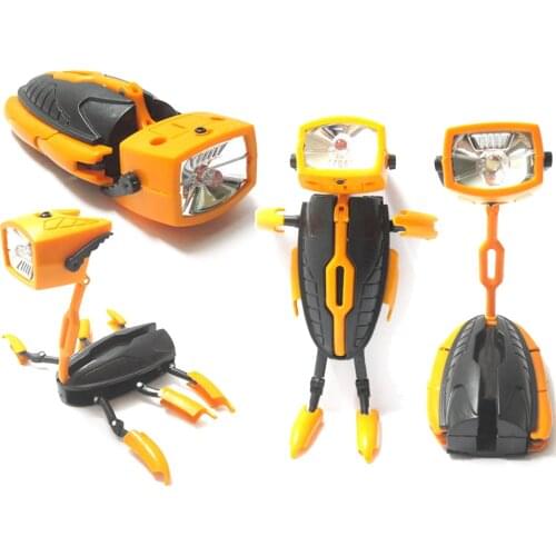 Kids Fashion Cool Mini Transformation Deformation LED Flashlight Robot Toy Creative Energy Torch Lamp Nightlight Robot Toy