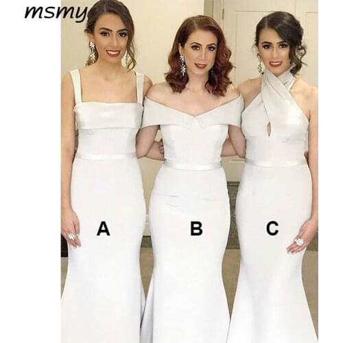 Elegant Mermaid Bridesmaid Dresses Mismatched Sleeveless Cheap Long Bridesmaid Dresses Custom Made