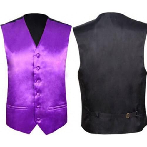Purple Silk Dress Vest Men 2020 Brand New Slim Fit V Neck Satin Waistcoat Male Casual Wedding Party Tuxedo Vests Chaleco Hombre
