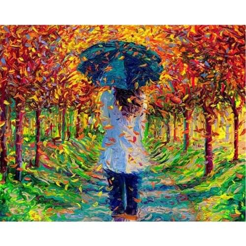 GATYZTORY Frame DIY Paint By Numbers Oil Painting By Numbers On Canvas Autumn Forest Number Painting Home Decor