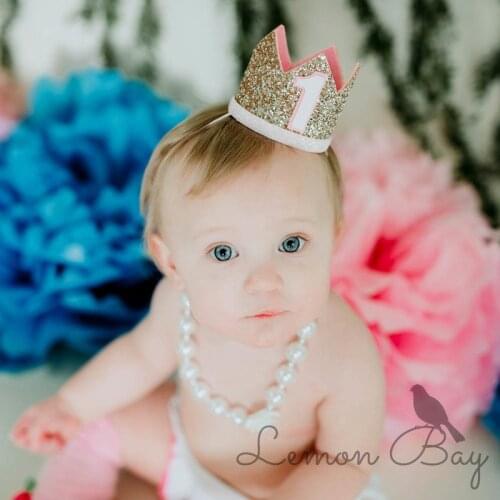 Baby One Happy Birthday Cake Topper Cute One Prince Princess Headwear Cupcake Topper For Baby Birthday Party Cake Decorations