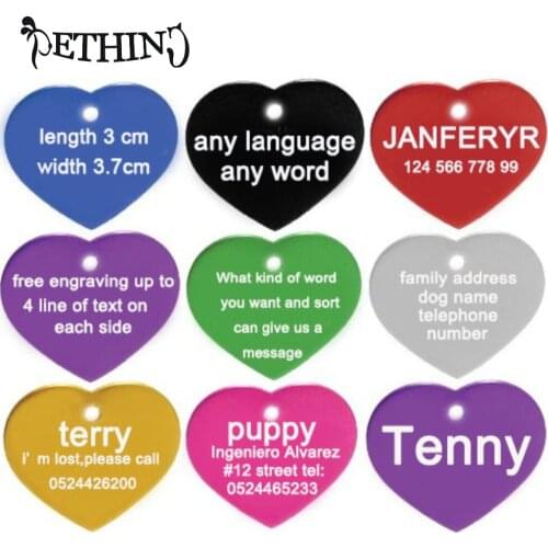 2 pcs/lot personalized pet name tag free engraving pet information dog cat name adress number pet id tag dog cat identity