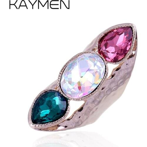 Kaymen Personality Statement Ring for Women Wedding Engagement, 3 Colors Drop Water Shape Fashion Ring Girls Jewelry Bijoux 267