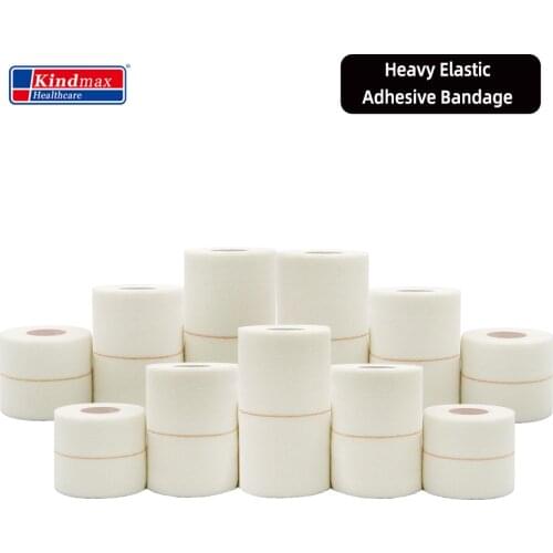 Kindmax Healthcare 100% Cotton Heavy Elastic Band Adhesive Bandage Kinesiotypes Body First Aid Sports Body Tape White Roll