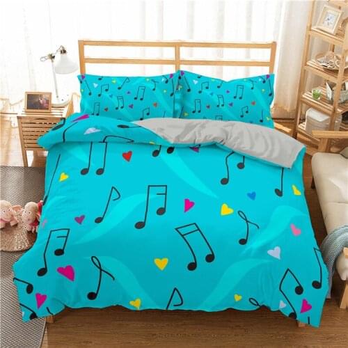 Hot Ropa De Cama Modern Style Quilt Cover Set Bedlinens Dream Stars/ Circles Music Pattern Bed Sets for Girl Single Size 135x200