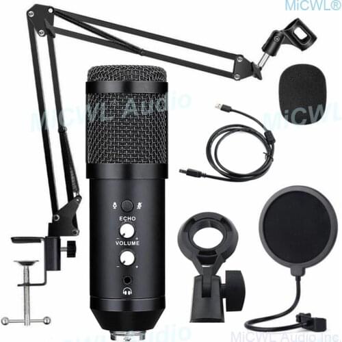 USB Condenser Microphone Kit Tripod Stand Microfone Cardioid Studio Recording Live KTV Karaoke Microphone for Laptop PC Computer