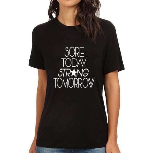 Lyprerazy Womens Sore Today Strong Tomorrow Black Tank Top Bodybuilding Fitness Workout Summer Funny Letter Print T-shirt