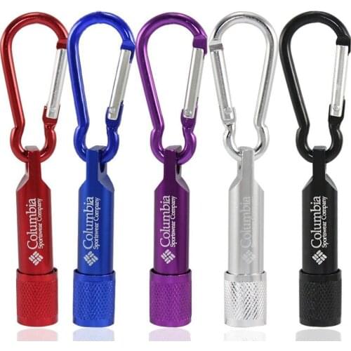 Mini 1 LED Flashlight Carabiner Torch Clip Keychain 1LED Camping Lamp Hiking Hook Key Chain Flash light Free Shipping