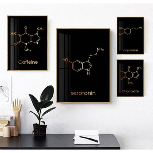 Minimalist Painting Serotonin Dopamine Molecular Canvas Poster and Print Chemistry Science Wall Art Pictures Laboratory Decor