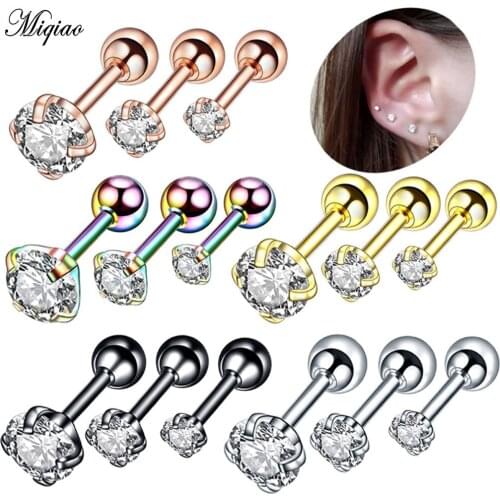 Miqiao 1 Pcs Best Selling Piercing Jewelry European and American Popular Four-claw Bone Nail Stainless Steel Earrings