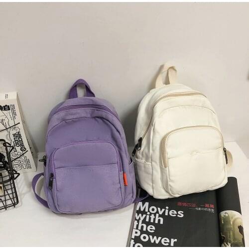 Preppy Style Fashion Canvas Backpack Women Anti-theft Student School Bag New Womens Solid Color Large Capacity Travel Backpacks