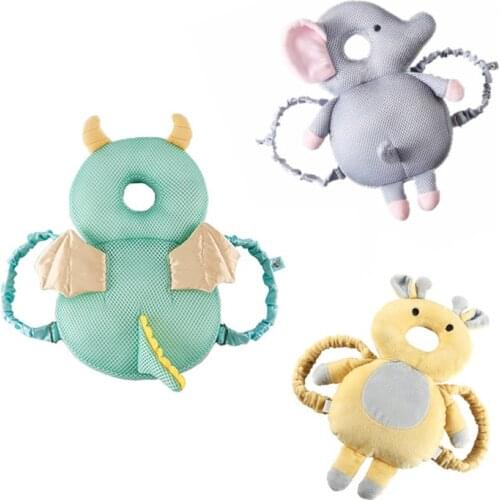 Cartoon animals Cute Baby Anti-fall Pillow Baby Toys 0-12 Months Soft Breathable Baby Soothing Anti-collision Cap Protection Pad