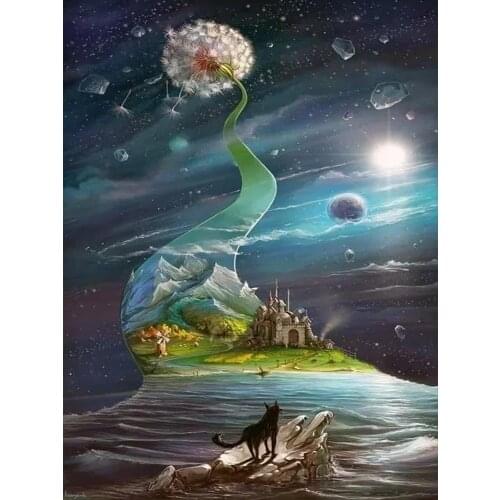 Castle Wolf landscape DIY Diamond Painting Kit Diamond Floral cross Stitch Rhinestone Mosaic Painting Hall Hanging Murals