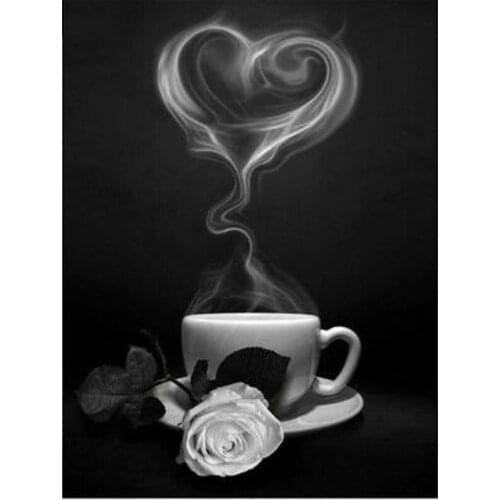 Full Square Round Drill Embroidery Coffee 5D Crystal Decorative Diy Diamond Painting Sets White Black Wall Art StickersZP-2762