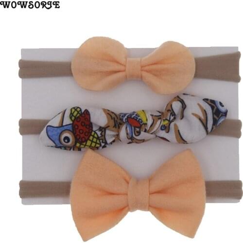 Wowsorie Bow Knot Headband 3Pcs/set Super Soft Nylon Elastic Stirnband Accessories Baby Haar Accessoires Voor Meisjes 064