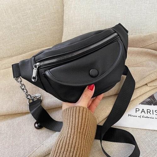 PU Leather Women Waist Pack Hip Fanny Pack 2021 Fashion Chest Bag Solid Color Female Belt Purse Phone Pouch Crossbody Bags