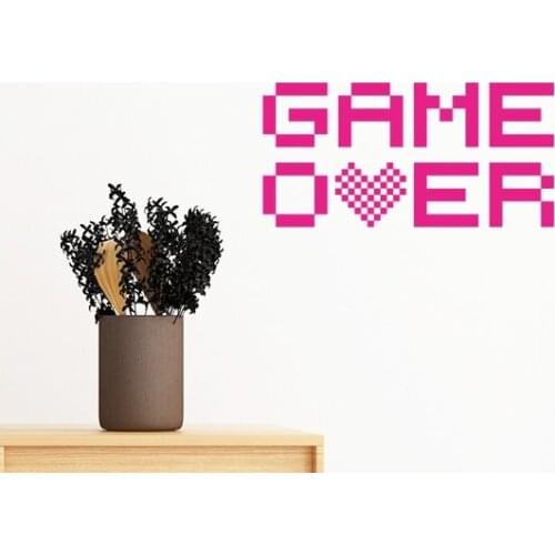 Pink Game Over Pixel Removable Wall Sticker Art Decals Mural DIY Wallpaper for Room Decal