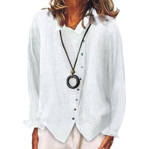 Spring Summer Shirt Women Solid Color Long Sleeve Irregular Single-breasted Cotton Linen Shirt Jacket Coat Blouse Ladies Tops