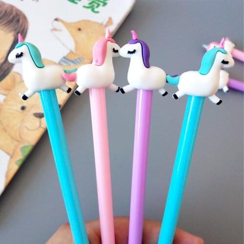 1 Pcs Creative Cartoon Cute Unicorn Neutral Pen Carbon Black Ink Student Signature School Pen Office Supplies Wholesale