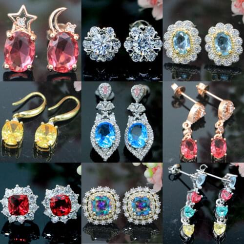 9x9mm Unique Infinity Stone Created Color Changing Spinel Zultanite Alexandrite Topaz Blue Topaz Silver Earrings Eye Catching