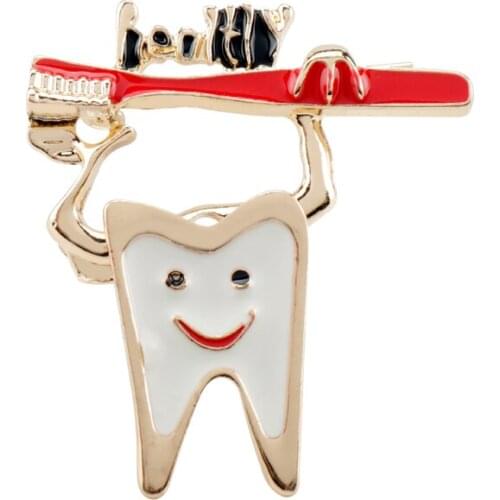 Cute Toothbrush Enamel Brooch Tooth Toothbrush Lapel Pin Child Baby Protect Healthy Dentist Shape Button Pin Bijoux