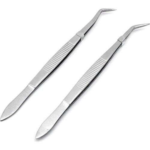 Stainless Steel Dental Tweezers Tip Curved Tweezer for Professional Grafting Teeth Whitening Dentist Tools 27RC