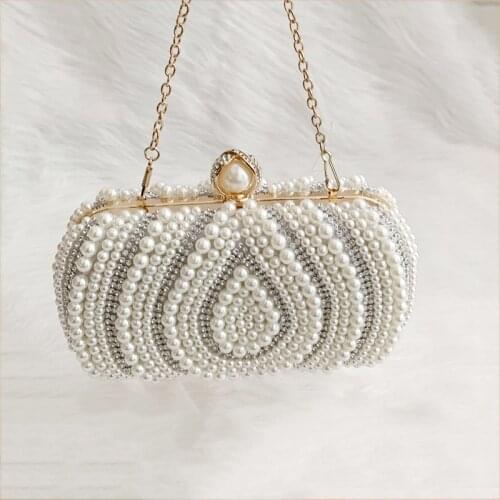 Pearl Evening Clutch Bag for Women Luxury Party Handbag Wedding Bridal Clutch Purse Elegant Diamond Chain Shoulder Bag ZD1997