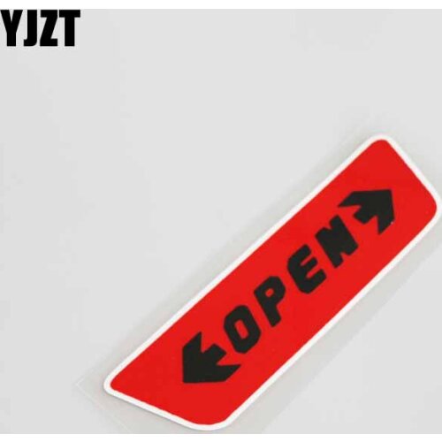YJZT 15.2CM*4.3CM Red OPEN Warning Car Door Safety Sticker PVC Decor Decals 13-0050