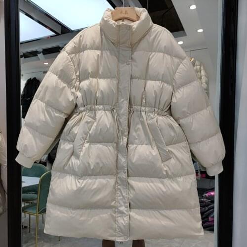 New Winter Women 90% White Duck Down Long Parkas Stand Collar Thick Warm Down Coat Loose Zipper Ladies Snow Outwear