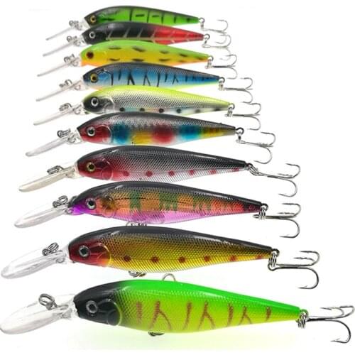 10Pcs 11CM 10G Jerkbait Professional Artificial Bait Minnow Fishing Lure Fishing Wobblers Hooks Bass Crankbait Tackle