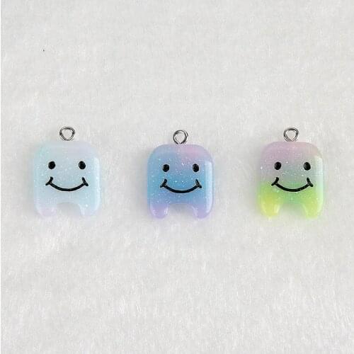 10pcs Flatback resin cute tooth charms Jewelry necklace pendant for earrings diy Keychain parts