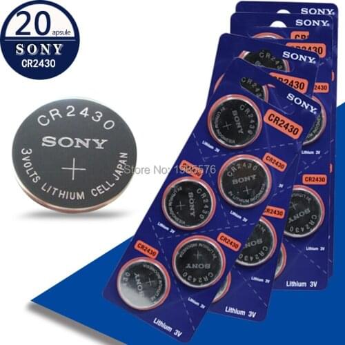 20pcs/lot New Genuine Sony CR2430 3V CR 2430 Button Battery Car Remote Control Key Camry Coin Cell Batteries