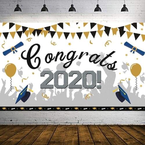 200cmx115cm Congrats Grad Backdrop 2020 Graduation Party Decor Hanging Banner