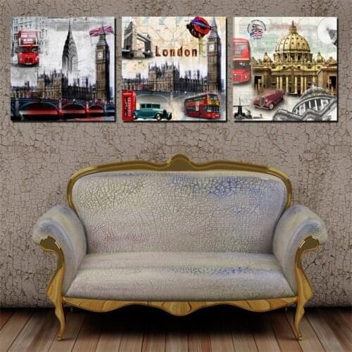 3 Piece Modern Impressionist Old London Big Ben Modern home wall decoration painting wall art pictures canvas prints
