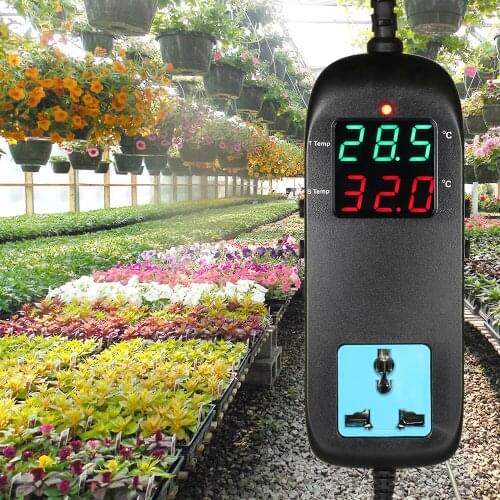 AC 90V~250V Electronic Thermostat LED Digital Display Breeding Temperature Controller Thermocouple Thermostat with Socket