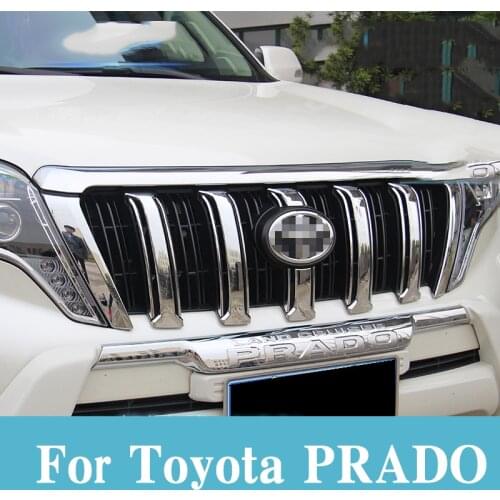 Accessories For Toyota Land Cruiser 150 Prado LC150 FJ150 2014-2016 Front Grille Trims Bumper Protector Chrome Car Styling