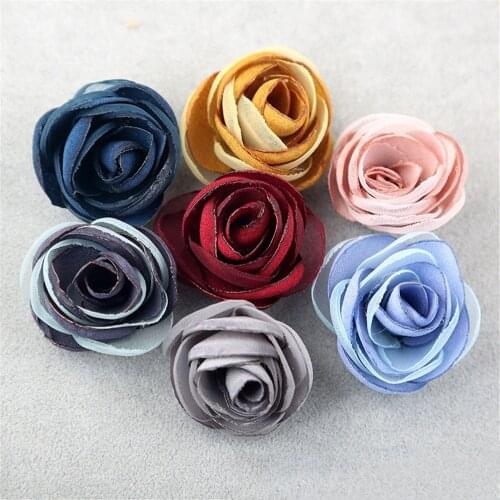 10PCS Satin Yarn Flower Patch Sewing on Juan Gauze Cloth Art Bud Hair Accessories Headdress Brooch Accessories