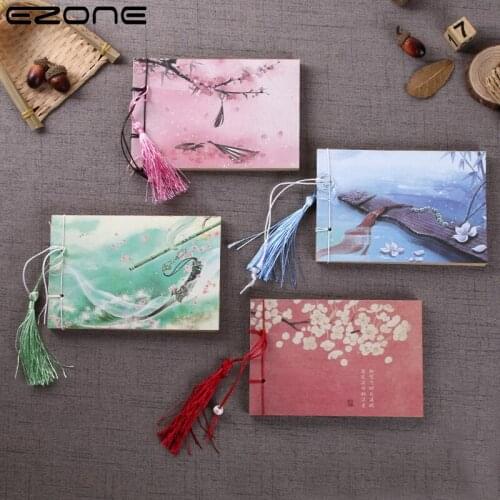 EZONE Chinese Style Thread-bound Notepad Tassel Notebook Retro Antique Note Small Classical Student Stationery Message book