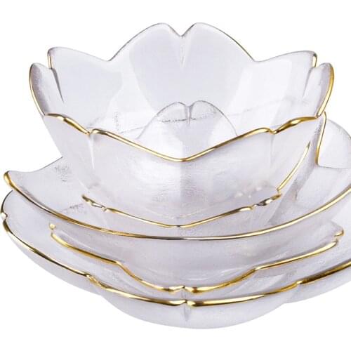 Japanese Style Cherry Blossom Dish Handmade Transparent Elegant Glass Snack Dip Bowl Matte Phnom Penh Dish Household Tableware