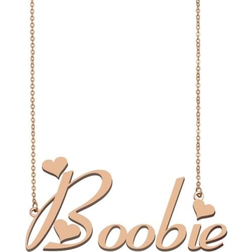 Boobie Name Necklace Custom Nameplate Pendant for Women Jewelry Wedding Christmas Mothers Day Gift Gold Stainless Steel