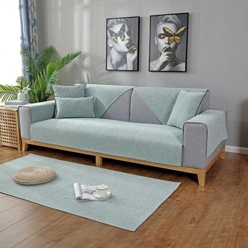 Chenile Sofa Cover Non-slip Four Season Linen Woven Arm Sofa Cushion Sofa Towel Pure color Armrests Couch covers For Living Room