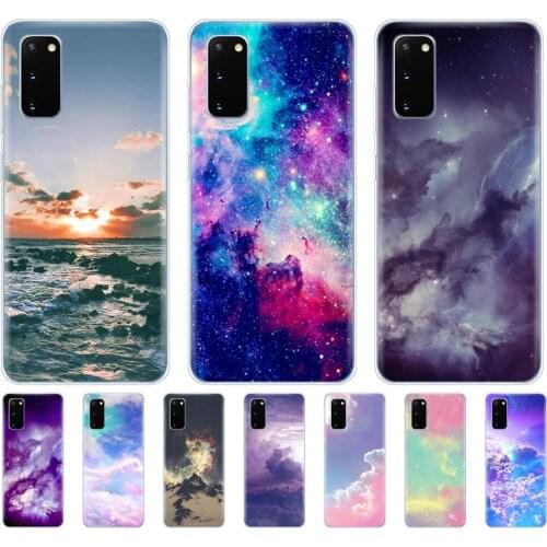 Silicon phone case for samsung galaxy S20 PLUS Ultra S10 lite bag for samsung note 10 plus lite clouds art cute kawaii sky space