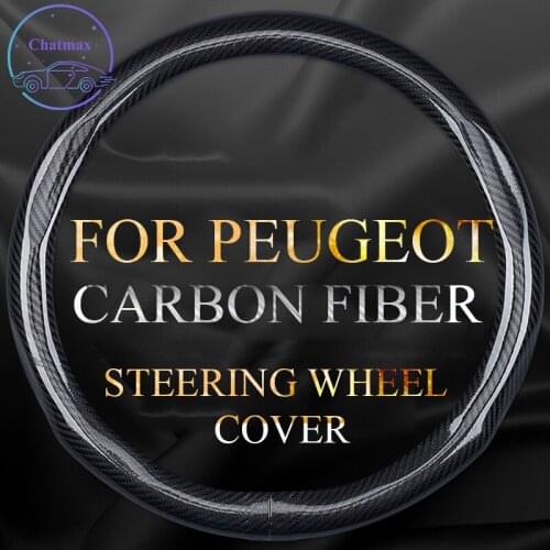 Carbon Fiber Steering Wheel Cover For Peugeot 301 307 408 3008 206 207 Universal 38cm 15 Inches Anti-slip Touching Comfortable