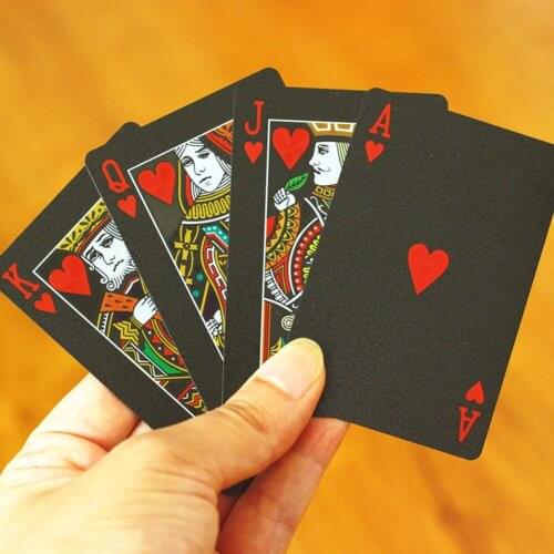 Black Poker PVC Innovative Waterproof Washable Poker Game Card With A Plastic Box For Party Home Entertainment Travel