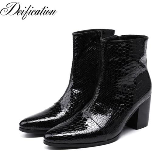 Deification Italian Style Botas Hombre Waterproof Ankle boots Motorcycle Cowboy Boot Black Men Dress Business Party Martin Boots
