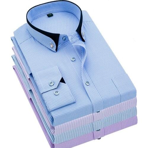 Business Shirt Long Sleeve Plaid Shirt Casual Normal Check Shirt Stripe Shirt